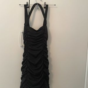 NWT! Black Ruched Bodycon Mini Dress